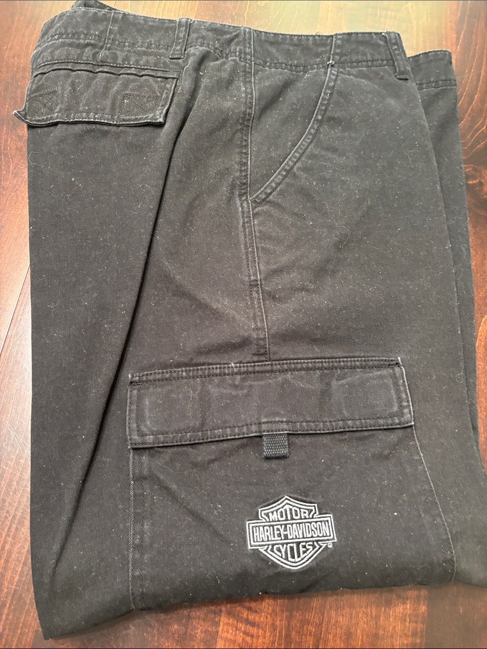 Harley-Davidson Black Cargo Pants with Logo Patch sz 40-30 EUC